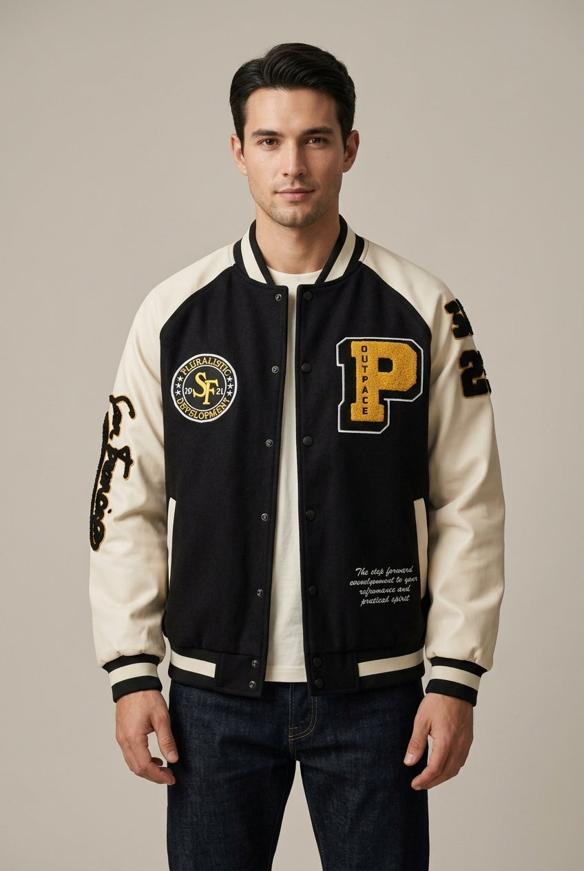 Men's Casual Embroidered Bomber Jacket