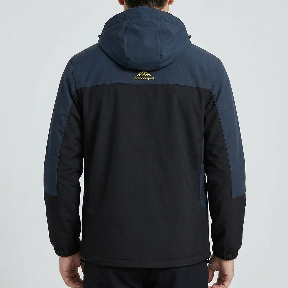 Men's Stylish Hooded Shell Jacket with Zip-Up Colorblock Design