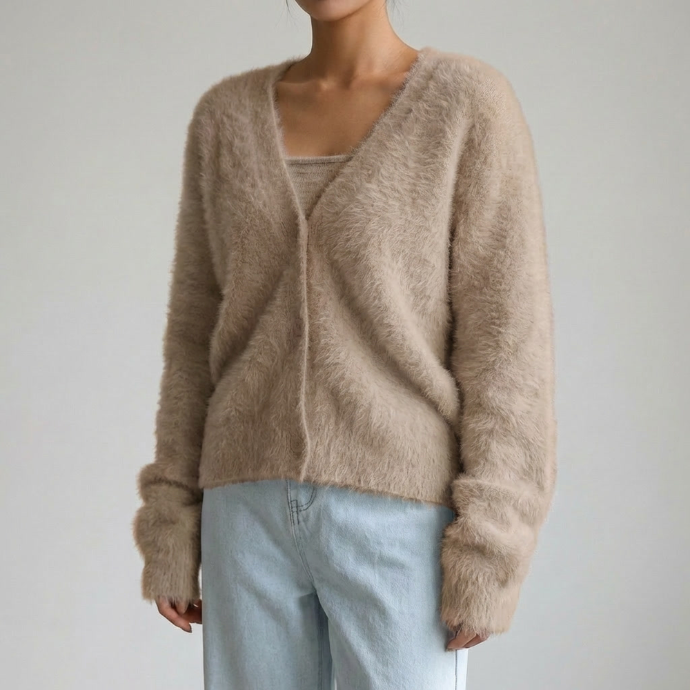 Women's Cozy Knit V-Neck Longline Cardigan with Button Front
