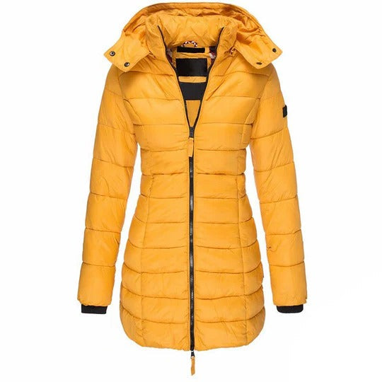 Women's Cozy Quilted Hooded Puffer Jacket with Zip Front