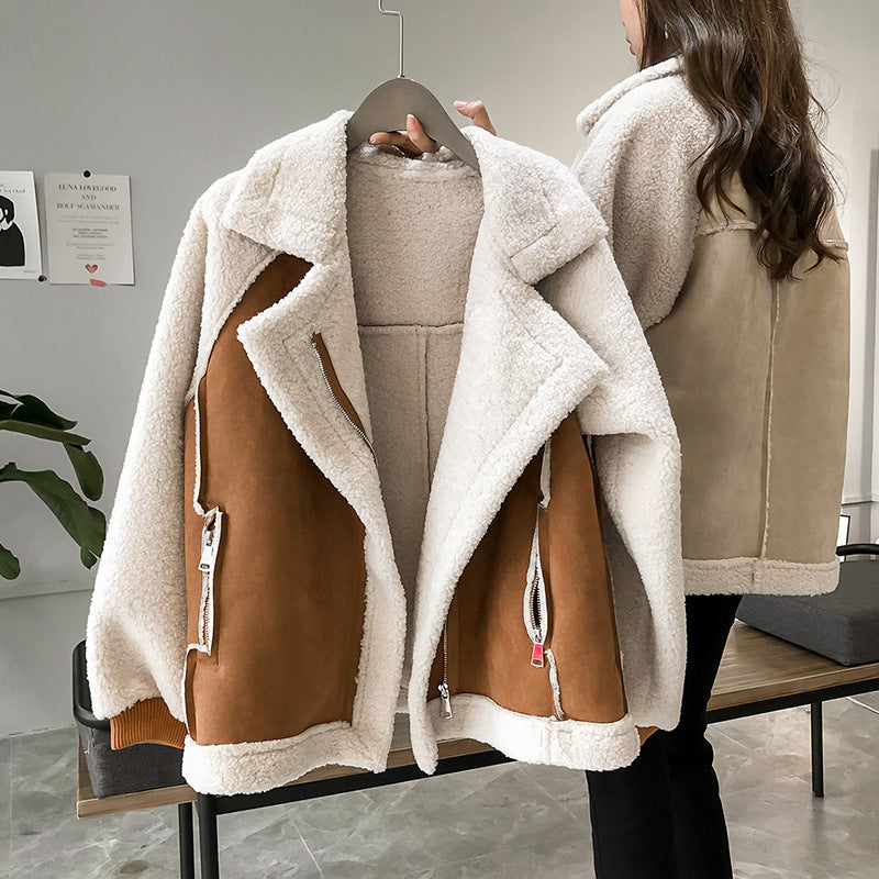 Women's Oversized Shearling Wool Blend Jacket
