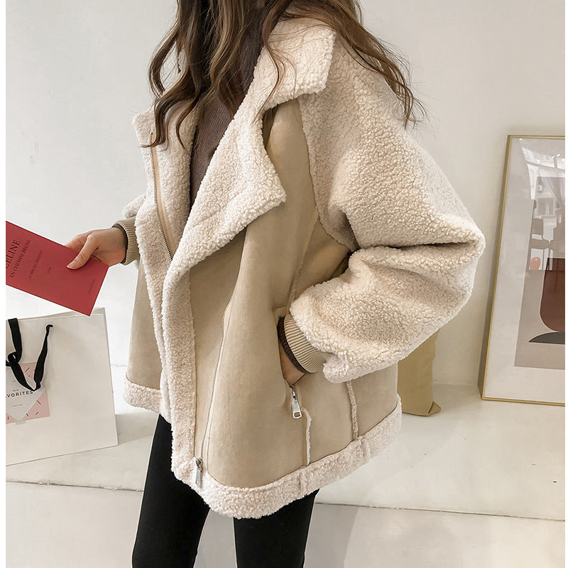 Women's Oversized Shearling Wool Blend Jacket