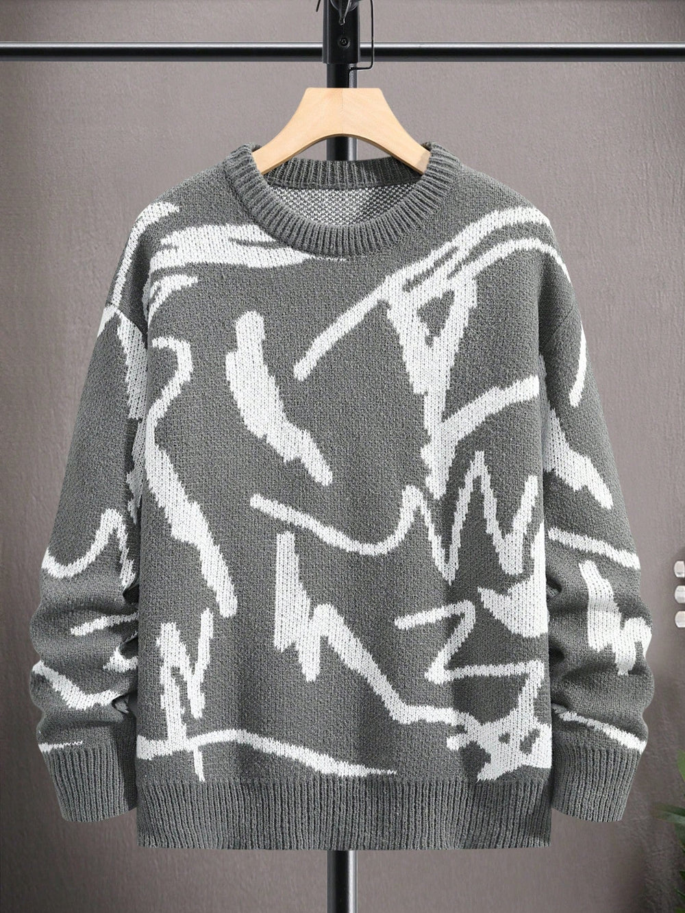 Men's Casual Abstract Print Relaxed Fit Sweater
