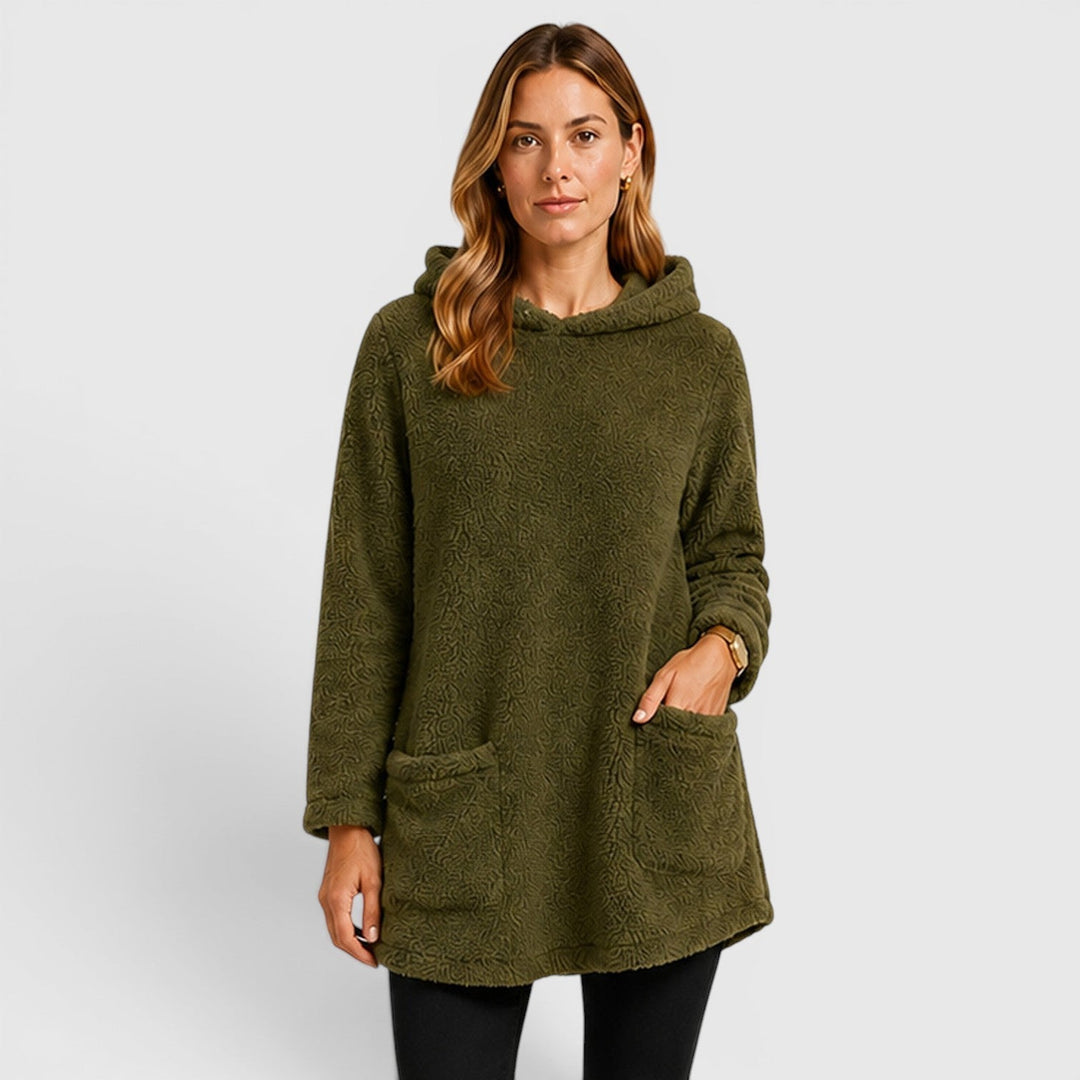 Women's Comfortable Sherpa Fleece Hoodie with Drawstring Hood