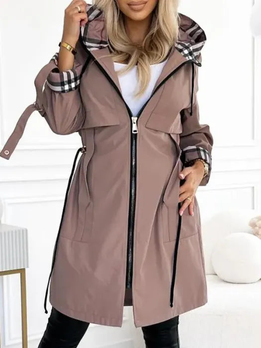 Women's Casual Waterproof Checked Parka