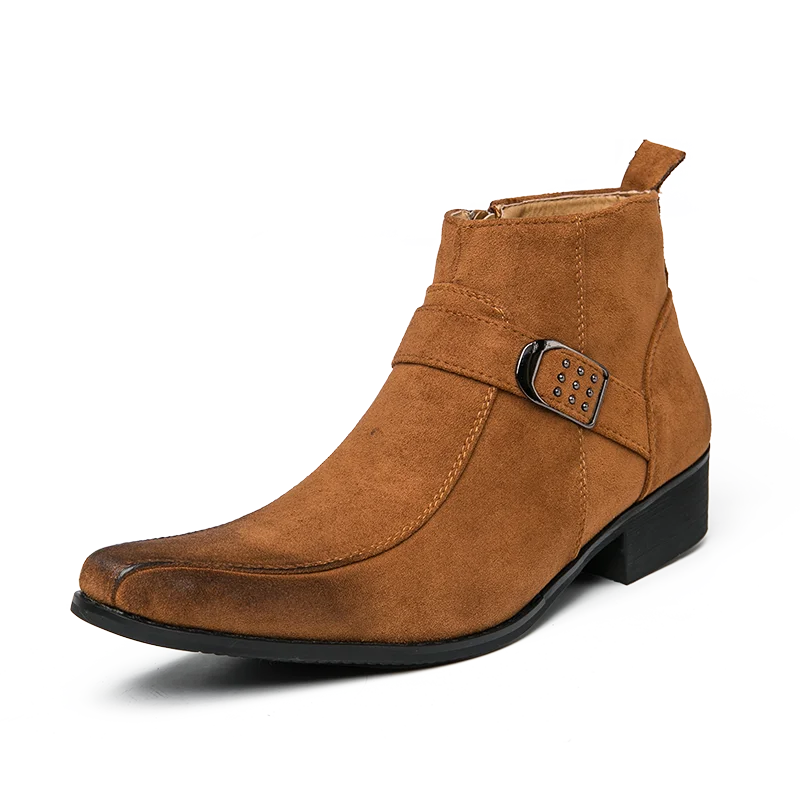 Men's Classic Leather Buckle Strap Boots