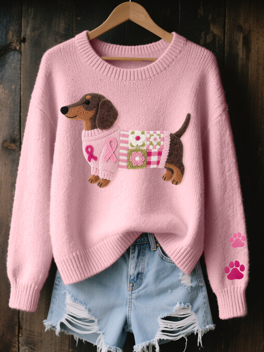 Women's Casual Embroidered Knit Sweater