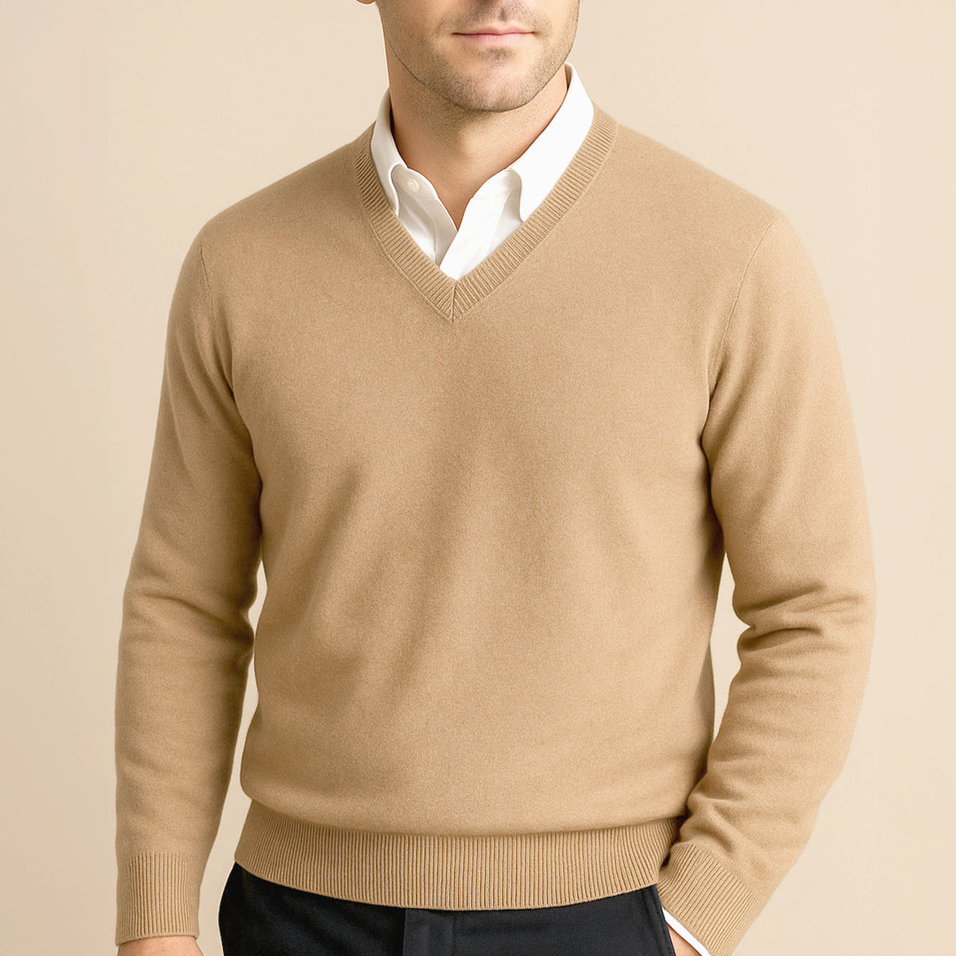 Men's Classic V-Neck Cotton Sweater