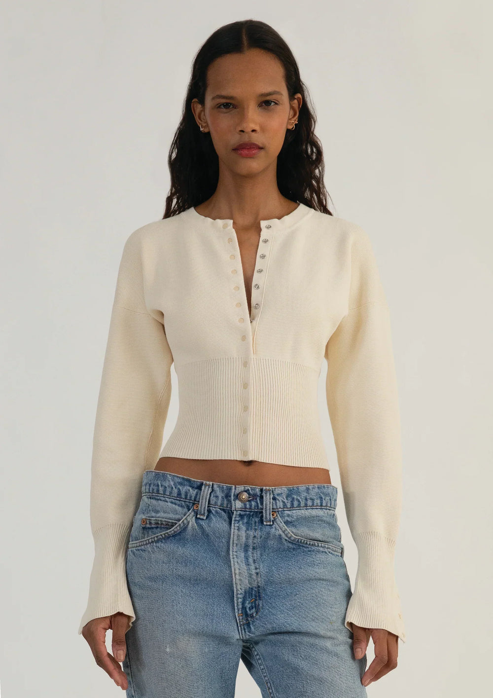 Women's Casual Knit Cropped Button-Up Cardigan