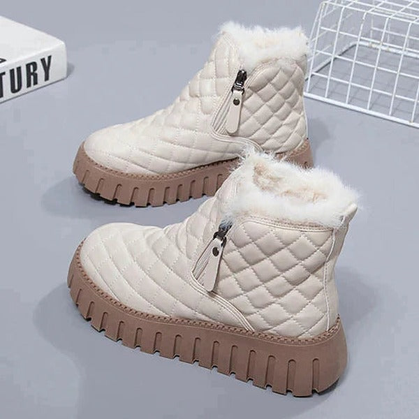 Women's Casual Quilted Faux Fur-Lined Ankle Boots