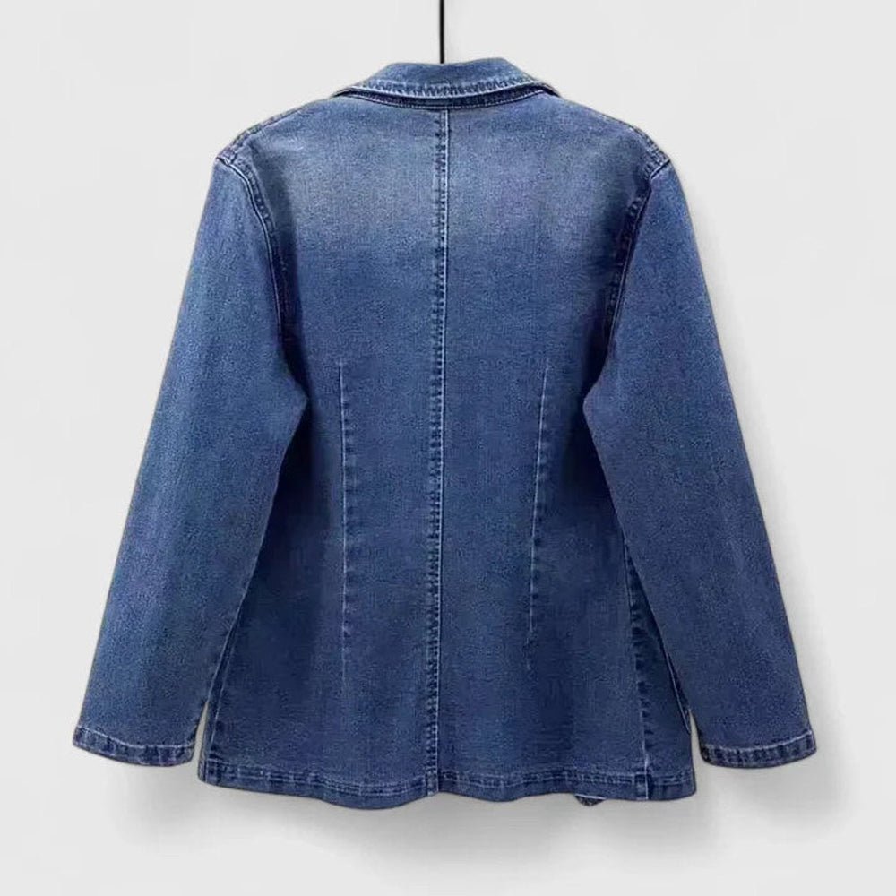 Women's Chic Denim Notched Lapel Blazer Jacket