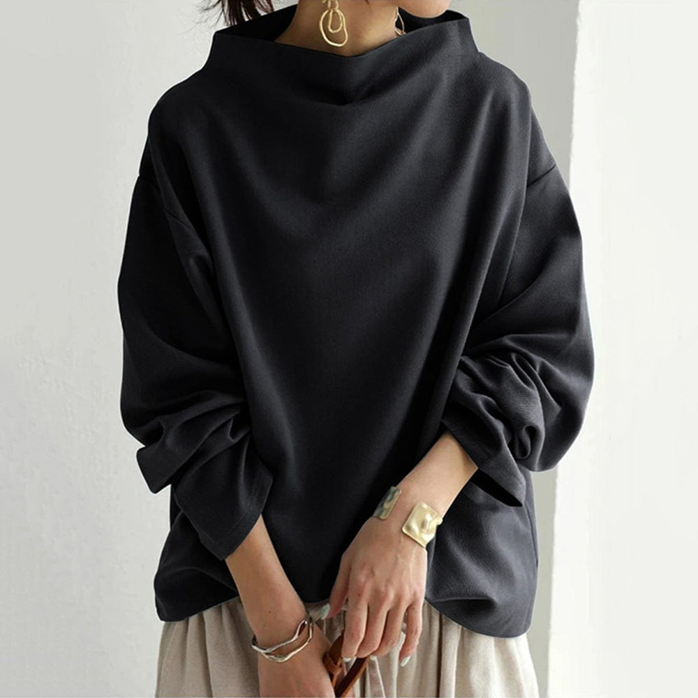 Women's Casual High Neck Oversized Batwing Knit Sweater