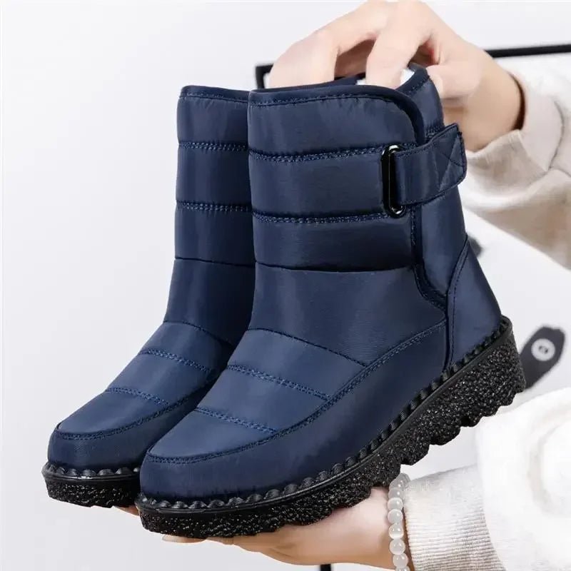Women's Cozy Waterproof Ankle Buckle Strap Snow Boots