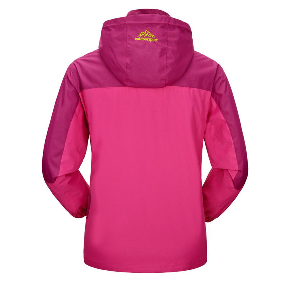 Women's Casual Waterproof Hooded Jacket with Colorblock Zip Front